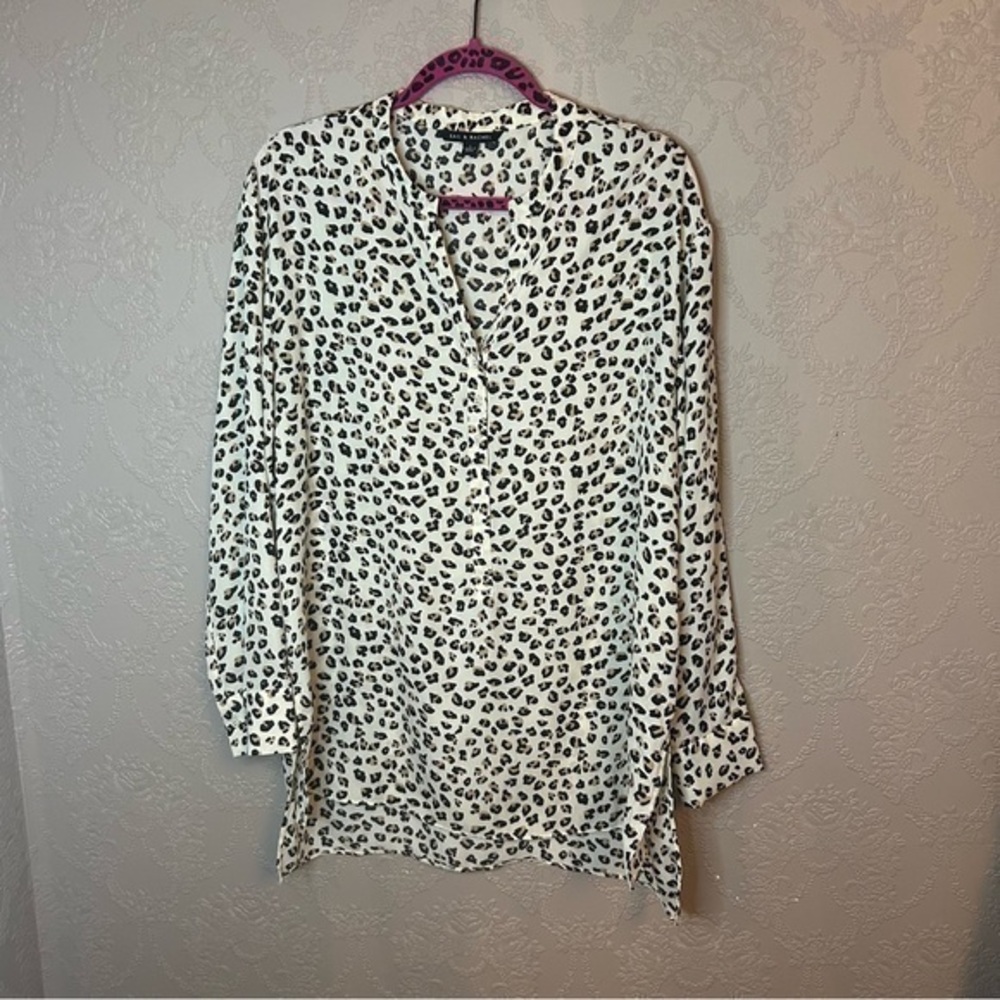 Zac & Rachel leopard animal print blouse L large great condition